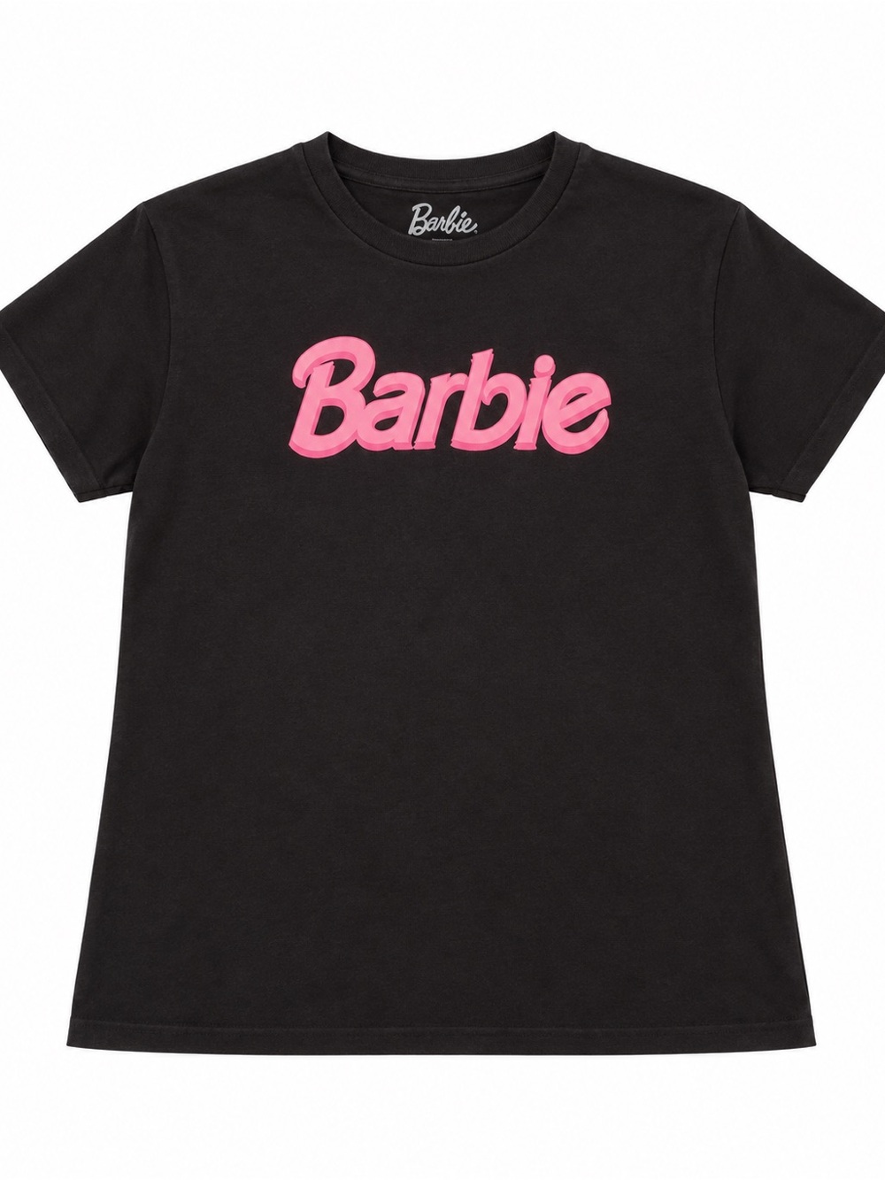 Barbie Womens Black Pink Logo Graphic T Shirt Short Sleeve Tee S-2XL